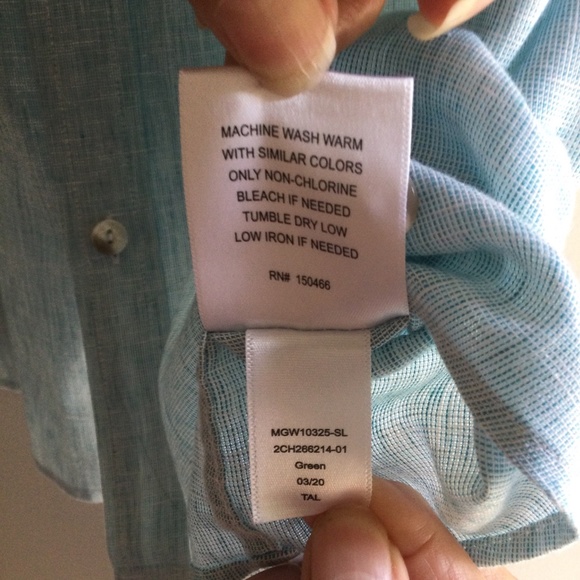 EVEN TIDE MEN'S SHORT-SLEEVE SHIRT, LIGHT-BLUE, SIZE: XL/SLIM, LINEN BLEND - Picture 8 of 8